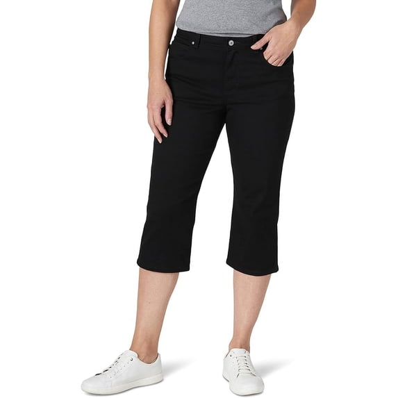 Lee Women's Petite Relaxed-Fit Capri Pant, Black, 16