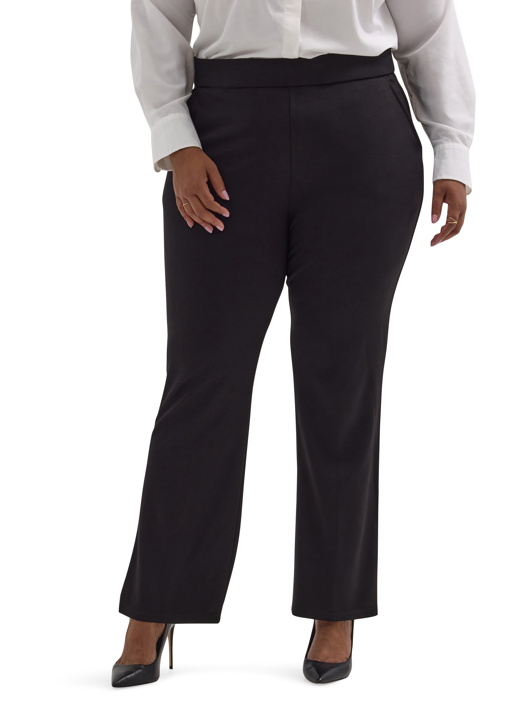 Light blue women's pull-on bootcut pants main image 1