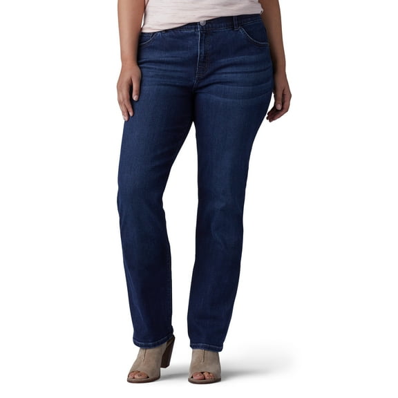 Lee Women's Plus Flex Motion Straight Leg Jean, Available in Regular, Long, Short Inseams