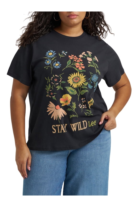 ® Women's Plus Short Sleeve Graphic Logo Lifestyle Tee, Sizes 0X-4X