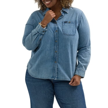 Lee Women’s Plus Heritage All Purpose Button Down Denim Shirt