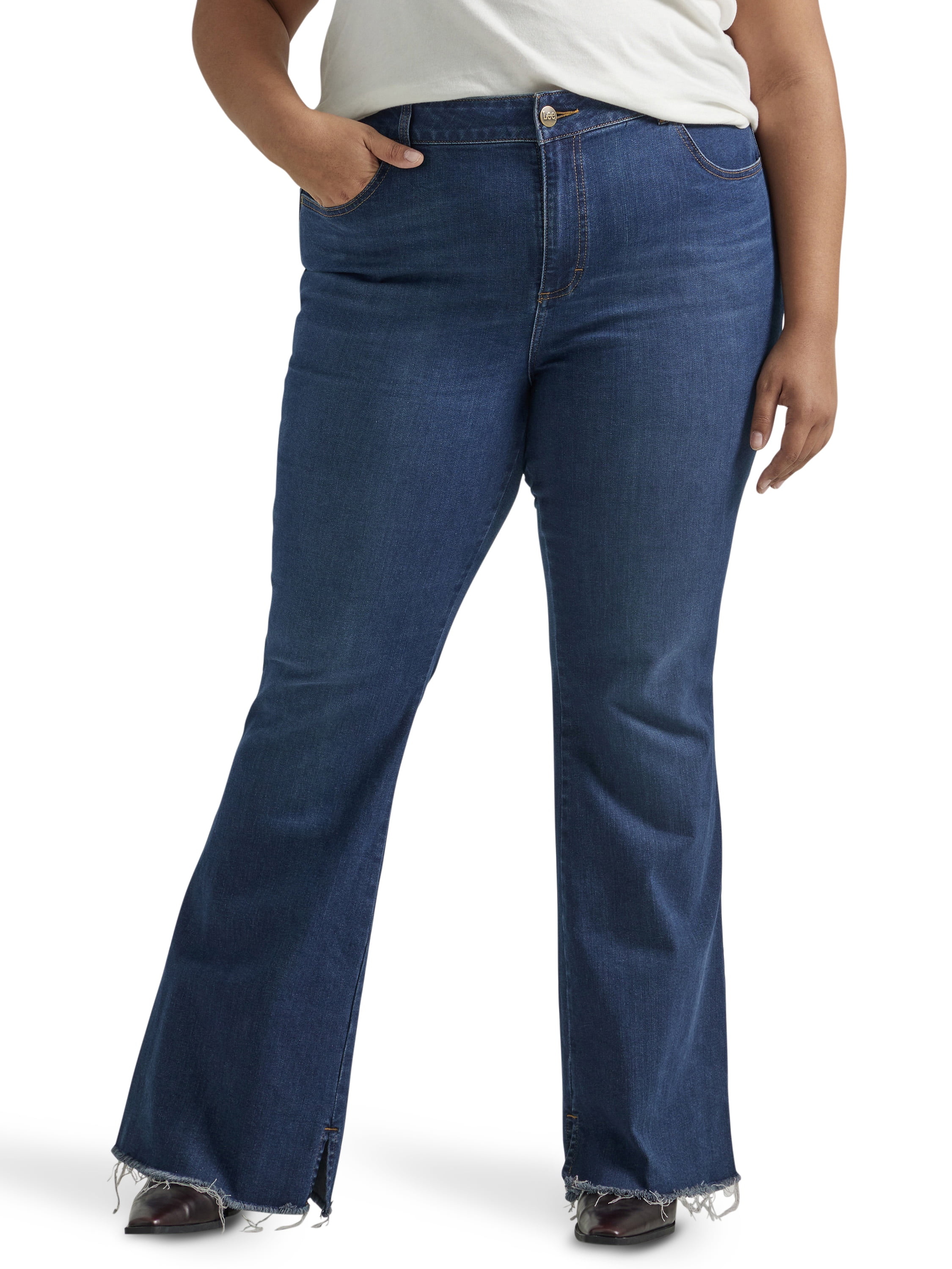 Sofia Jeans Women's Plus Size Curvy High Rise Zip Fly Flare Jeans 