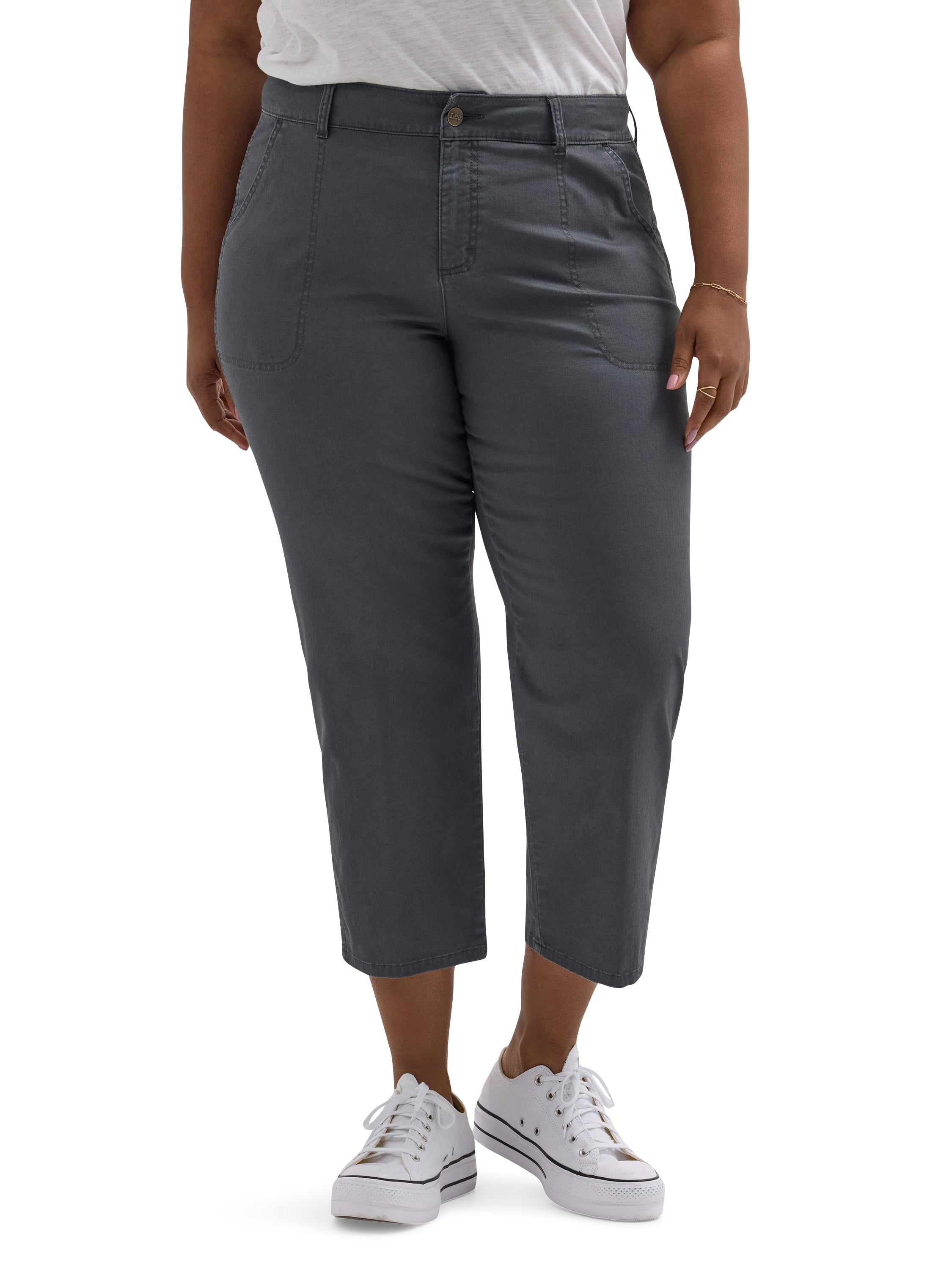 Lee Women's Plus Heritage Mid Rise Slim Straight Carpenter Crop