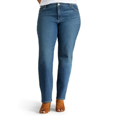 Lee Women's Plus Instantly Slims Relaxed Fit Straight Leg Jean, Available in Regular, Long, Short Inseams