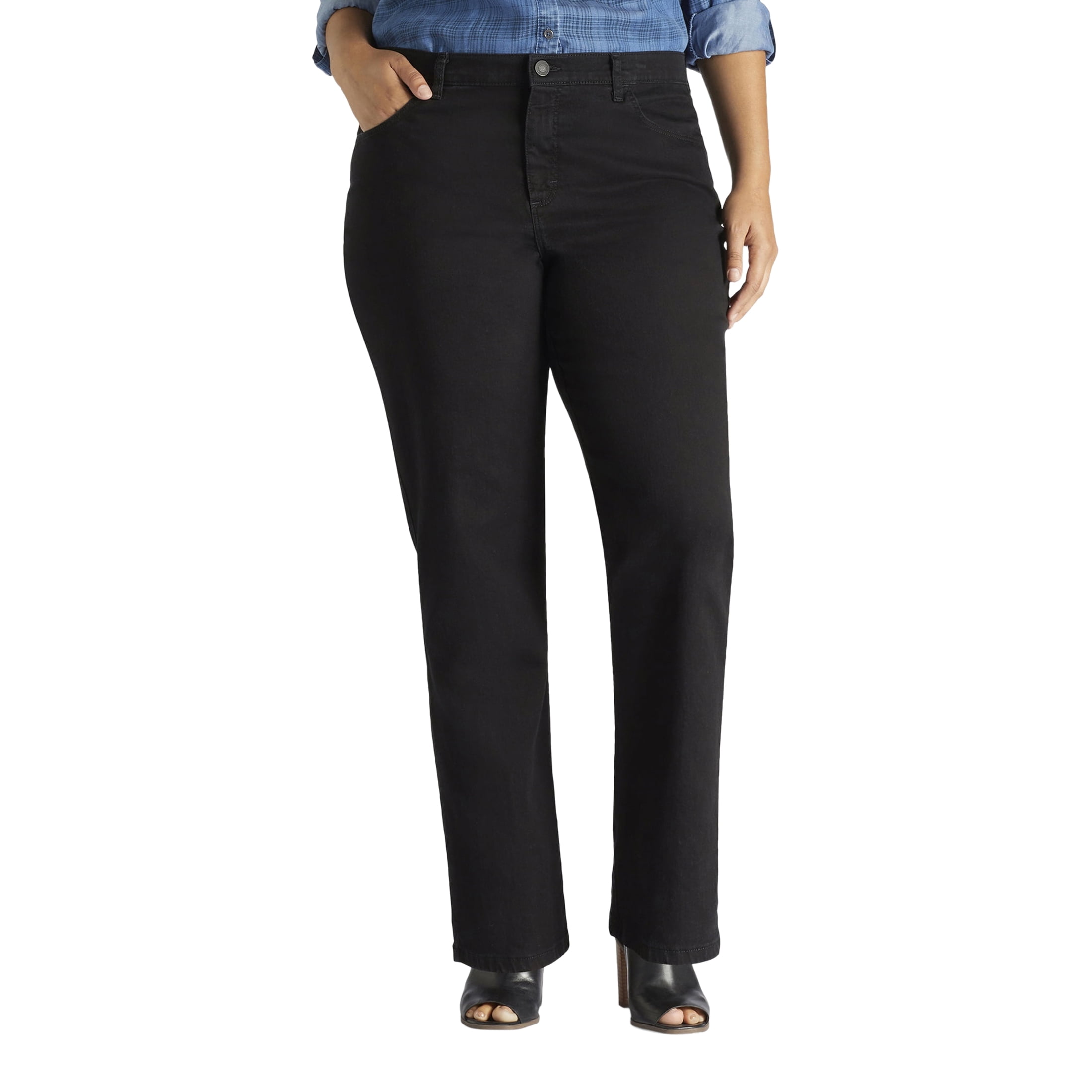 Lee Women's Plus Instantly Slims Relaxed Fit Straight Leg Jean, Available in Regular, Long, Short Inseams