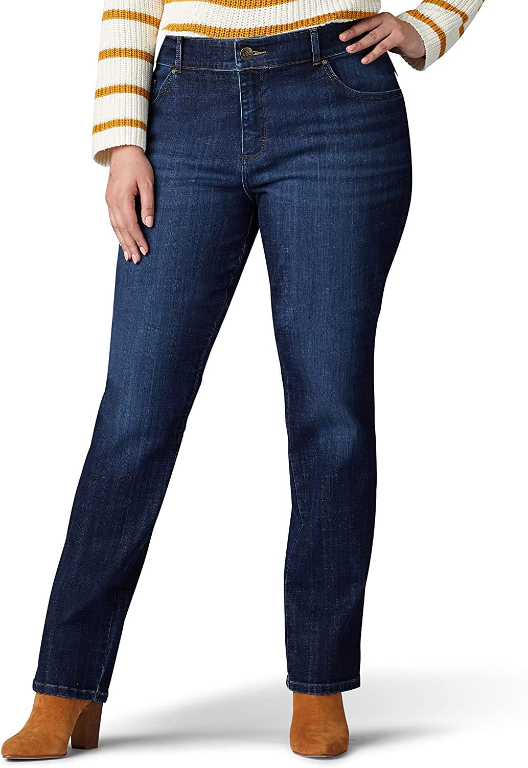 Lee Women s Plus Midrise Relaxed Fit Straight Leg Jean Walmart