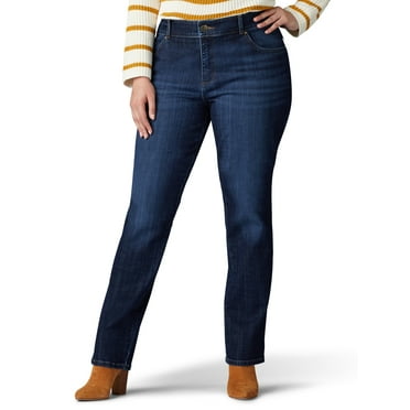 Lee Women's Plus Flex Motion Straight Leg Jean, Available in Regular, Long, Short Inseams