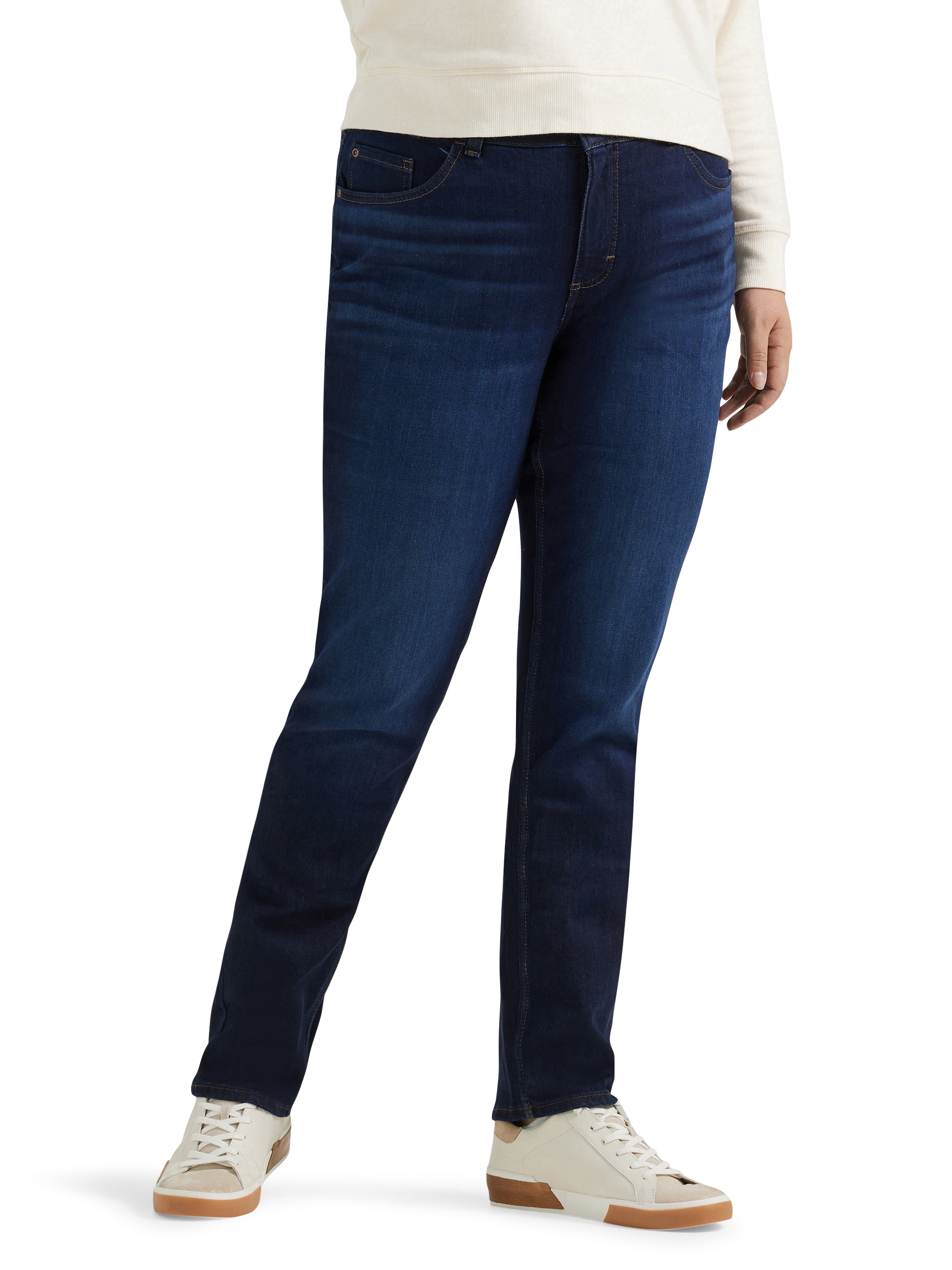 Lee Women's Plus Midrise Regular Fit Straight Leg Stretch