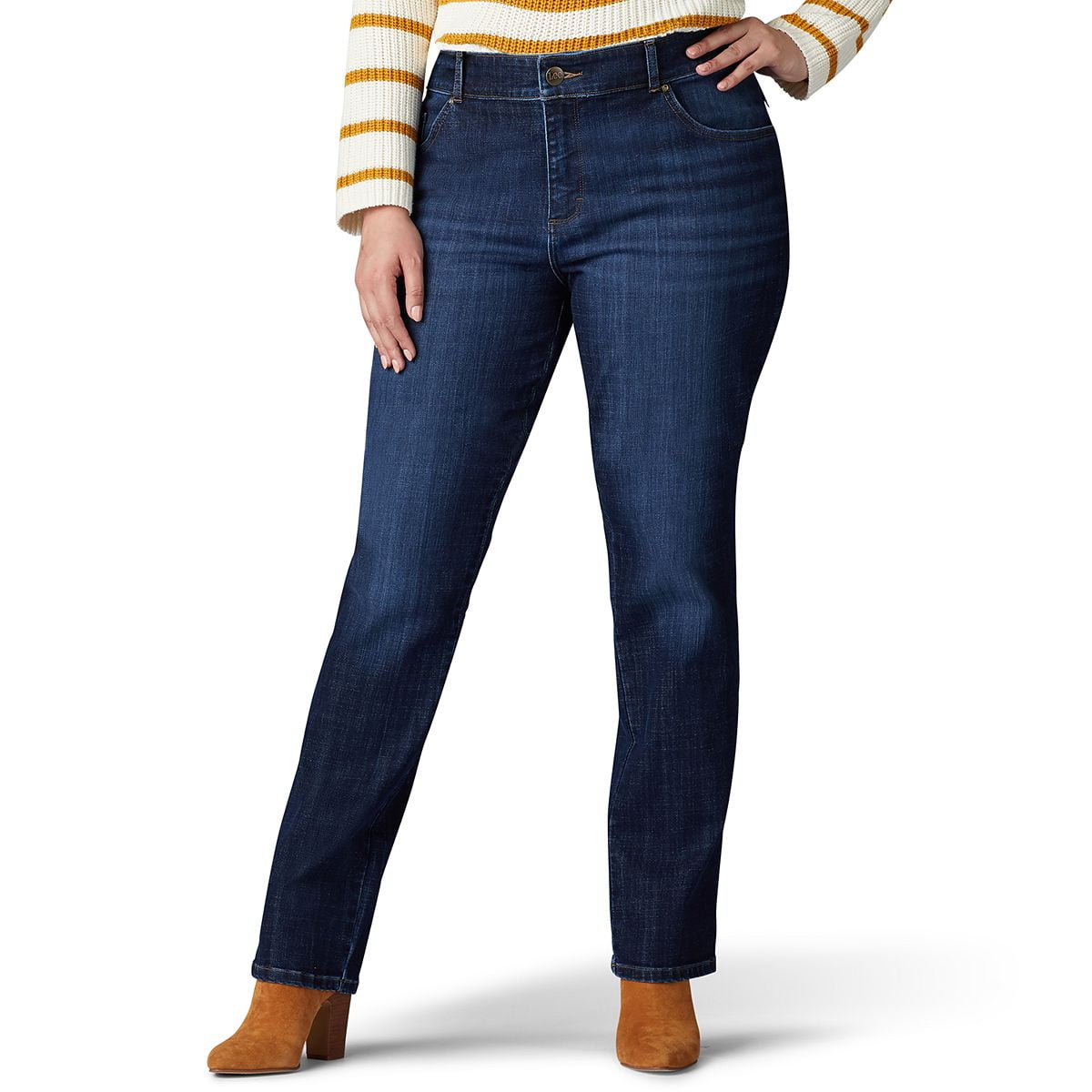 Lee Womens's Plus Stretch Relaxed Fit Straight Leg Jean