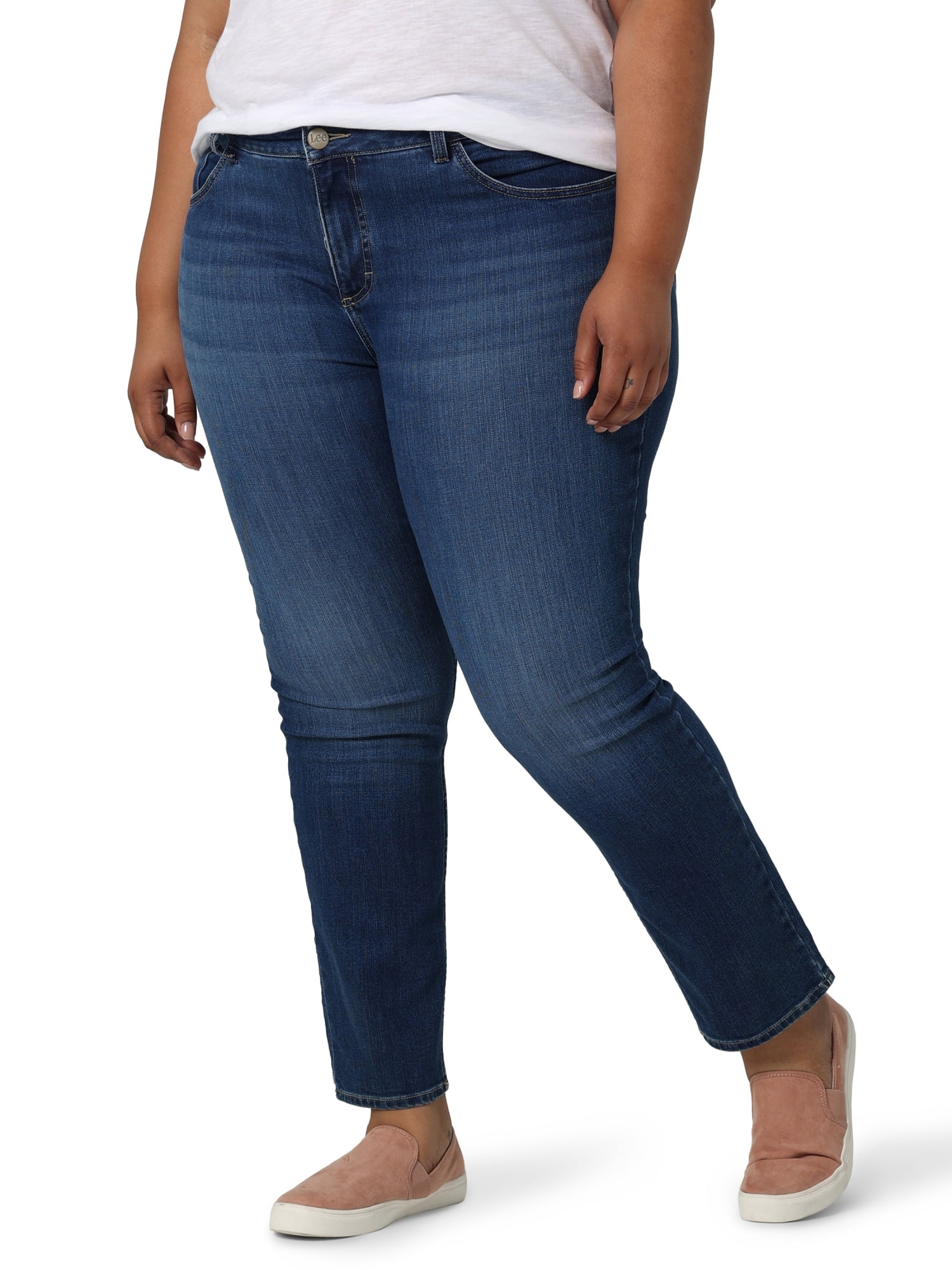 Lee Women's Plus Midrise Relaxed Fit Straight Leg Jean