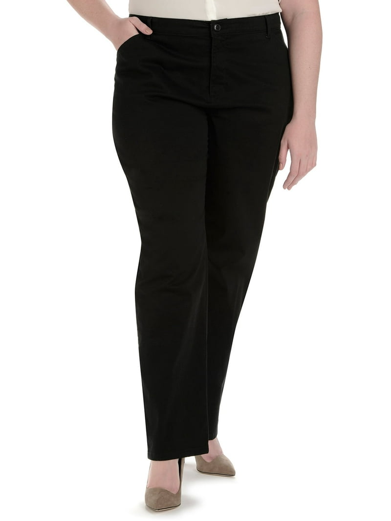 Lee Women's Plus Size Wrinkle Free Relaxed Fit Straight Leg Pant, Flax