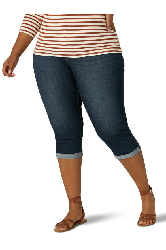 Women's Plus Size Flex Motion Regular Fit Roll Cuff Capri