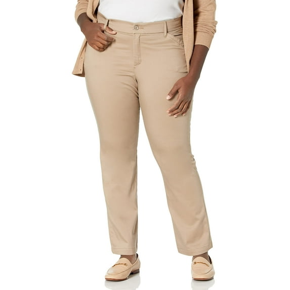 Lee Women's Plus-Size Flex Motion Regular Fit Straight Leg Pant, Flax, 26