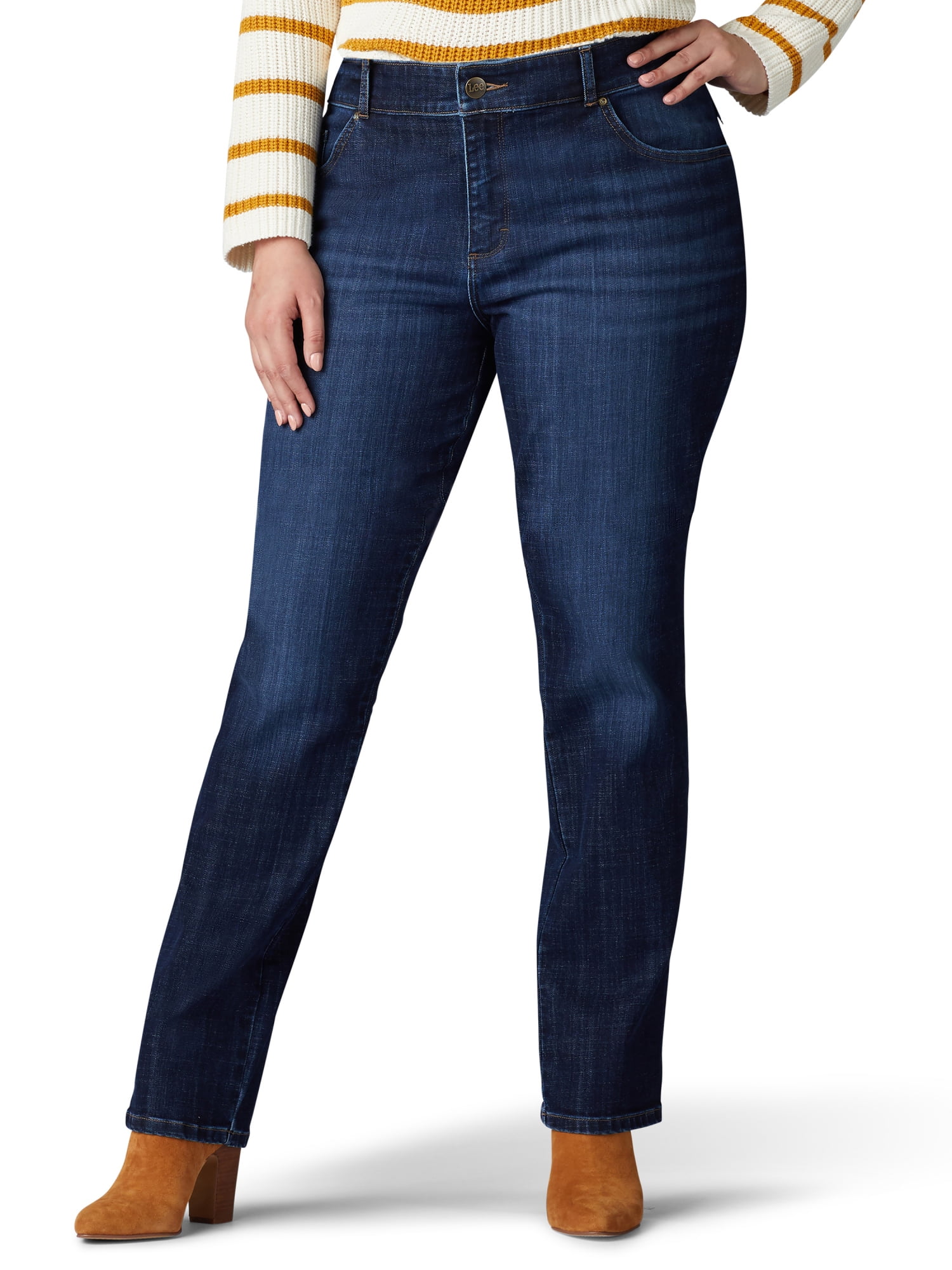 Lee Womens's Plus Stretch Relaxed Fit Straight Leg Jean
