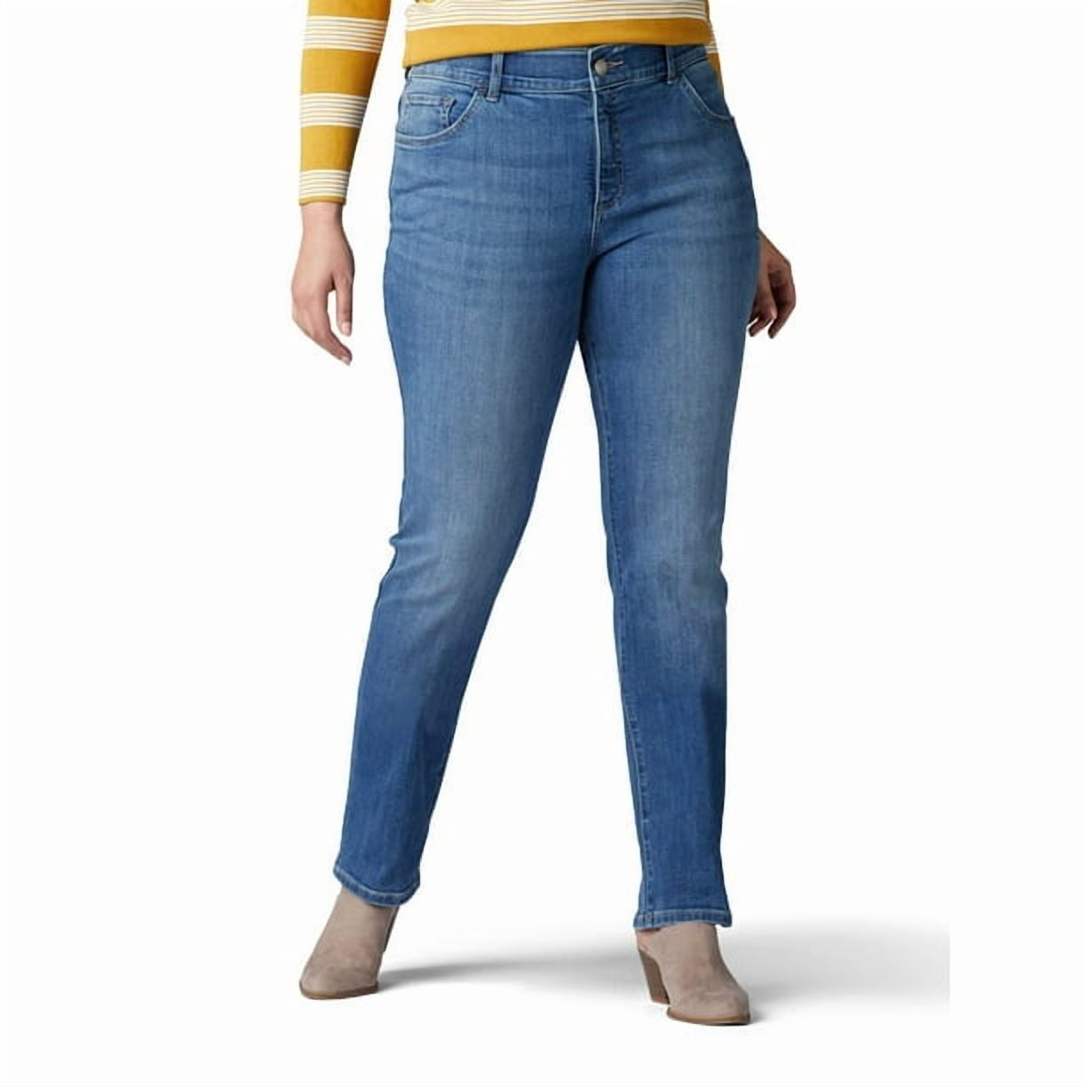 Lee Women's Plus Flex Motion Straight Leg Jean, Available in Regular, Long, Short Inseams