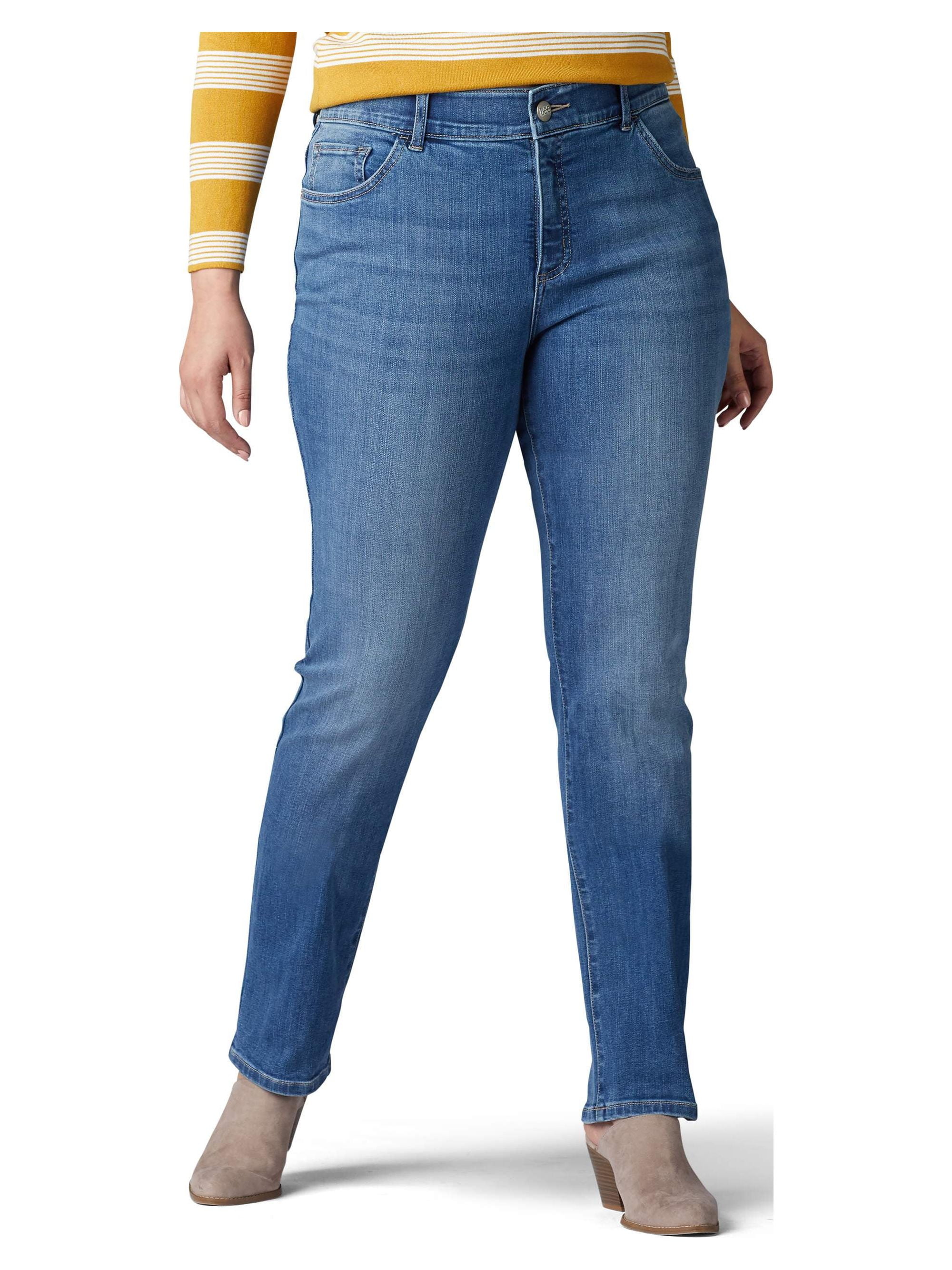 Lee Women's Plus Flex Motion Straight Leg Jean, Available in Regular, Long, Short Inseams