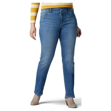 Lee Women's Plus Flex Motion Straight Leg Jean, Available in Regular, Long, Short Inseams
