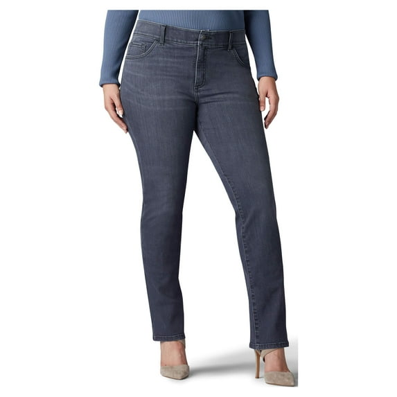 Lee Women's Plus Flex Motion Straight Leg Jean, Available in Regular, Long, Short Inseams