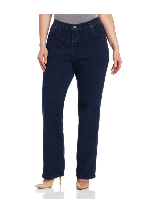 Women's Plus-Size Relaxed Fit Straight Leg Jean, Premium Dark, 18W Long