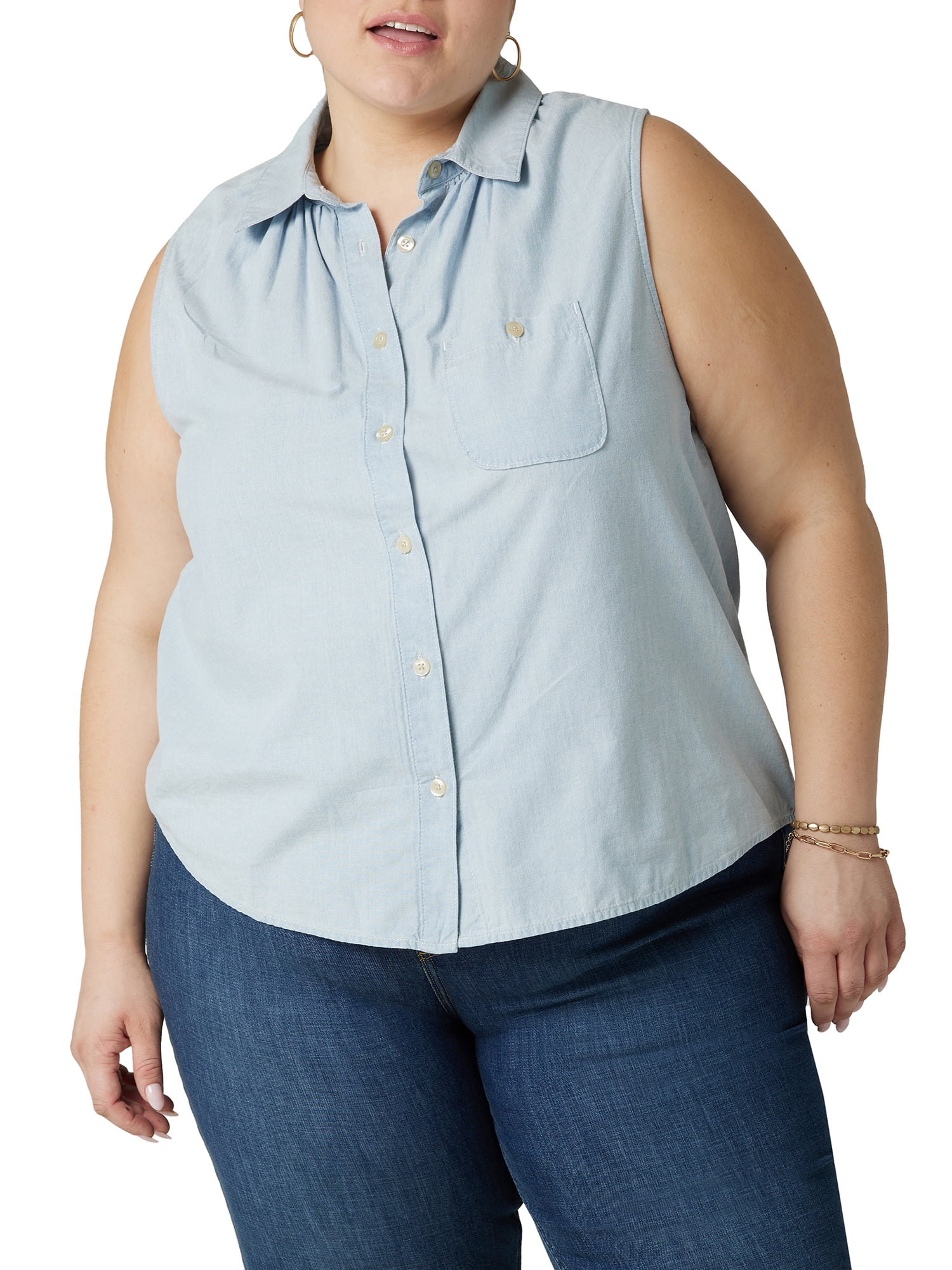 Lee Women's Plus Size Ruffle Collar Top