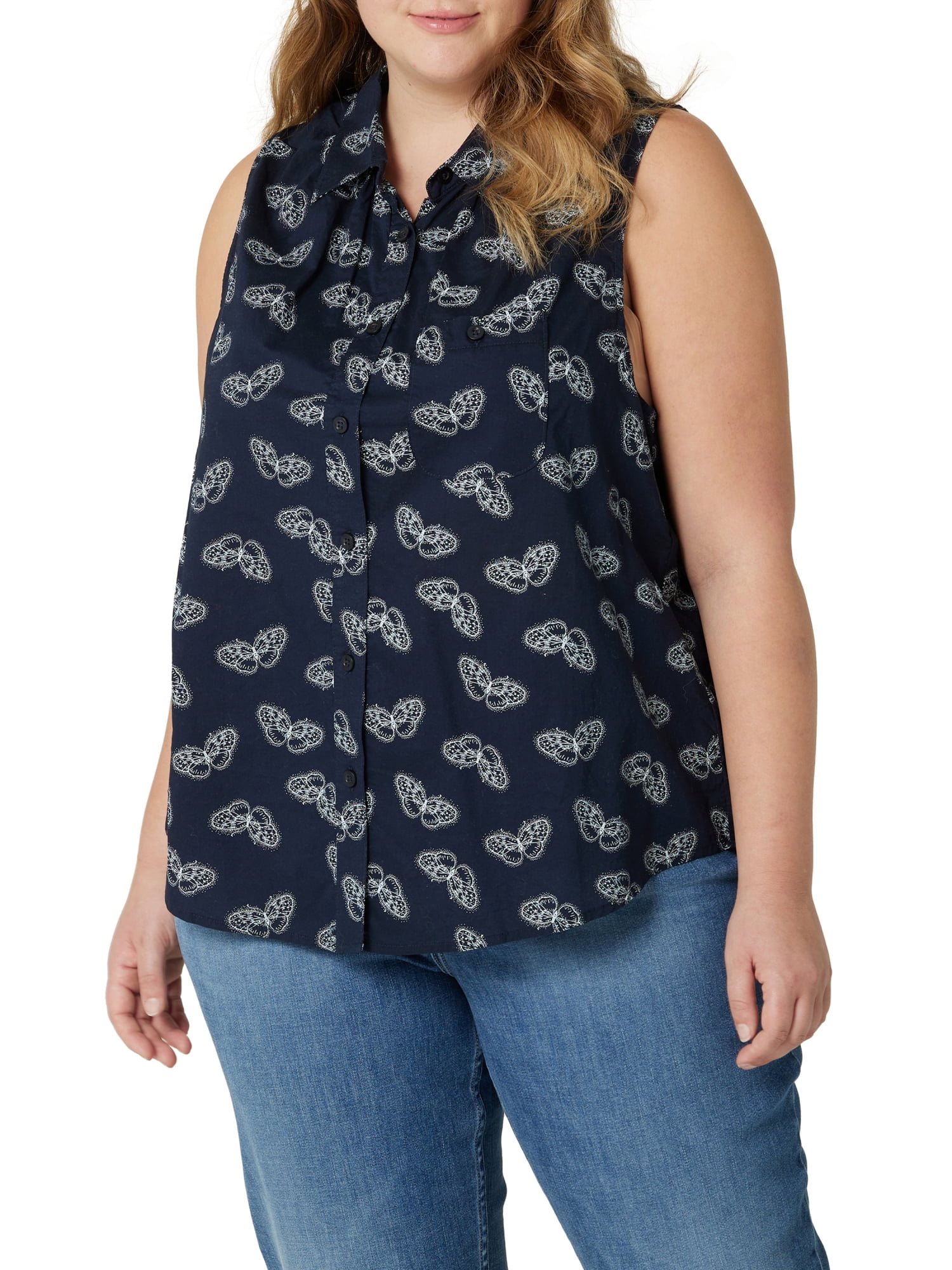 Lee Women's Plus Size Ruffle Collar Top