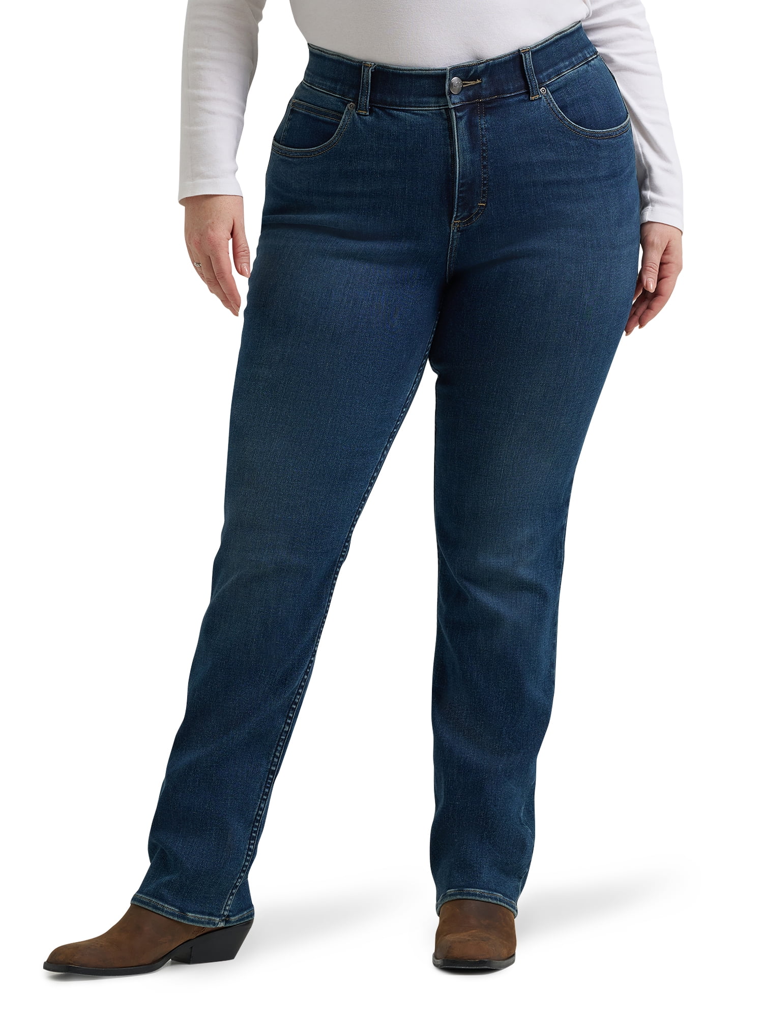 Lee Women's Plus Flex Motion Straight Leg Jean, Available in Regular, Long, Short Inseams