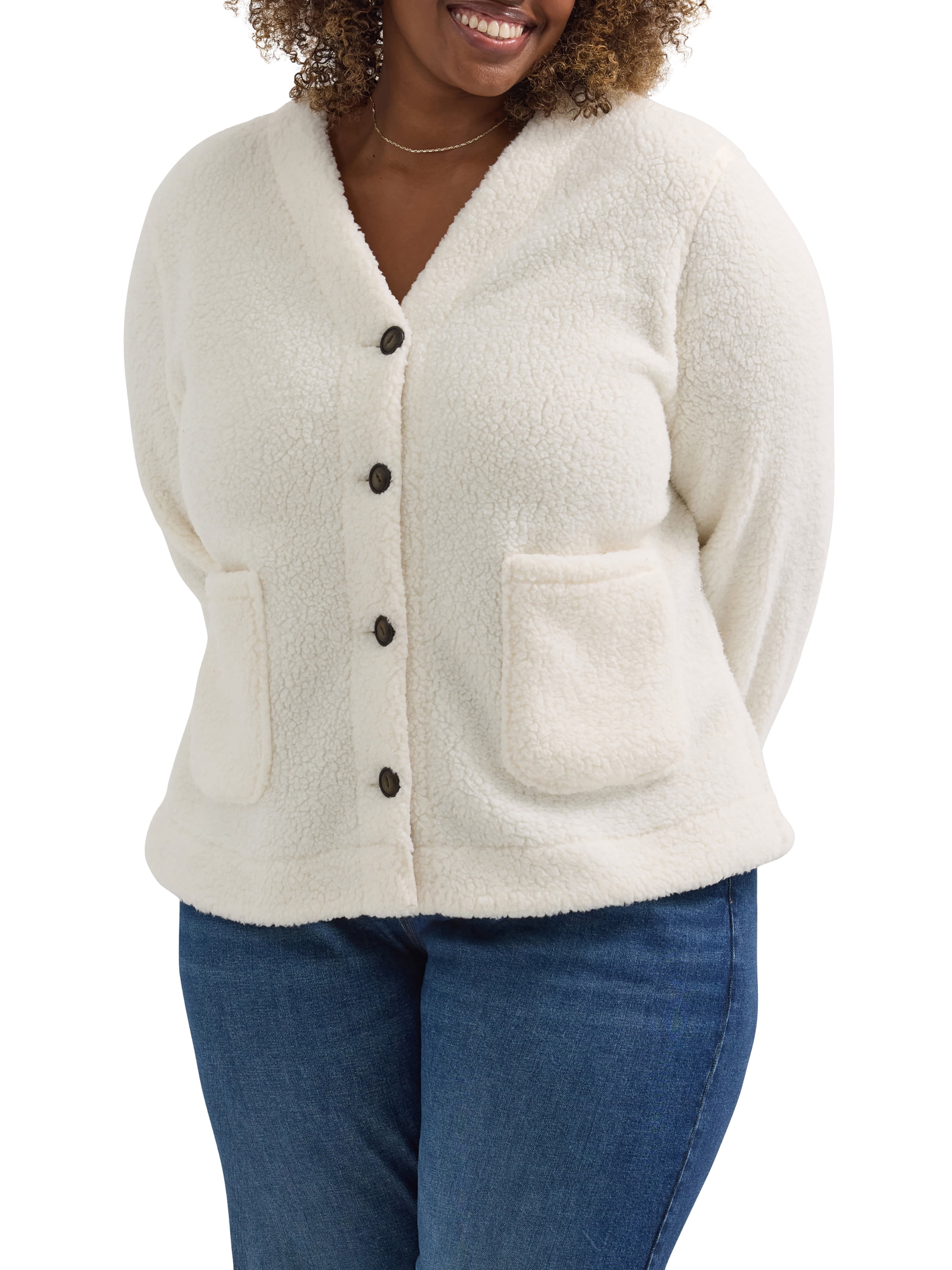 Lee® Women's Plus V-Neck Fleece Cardigan