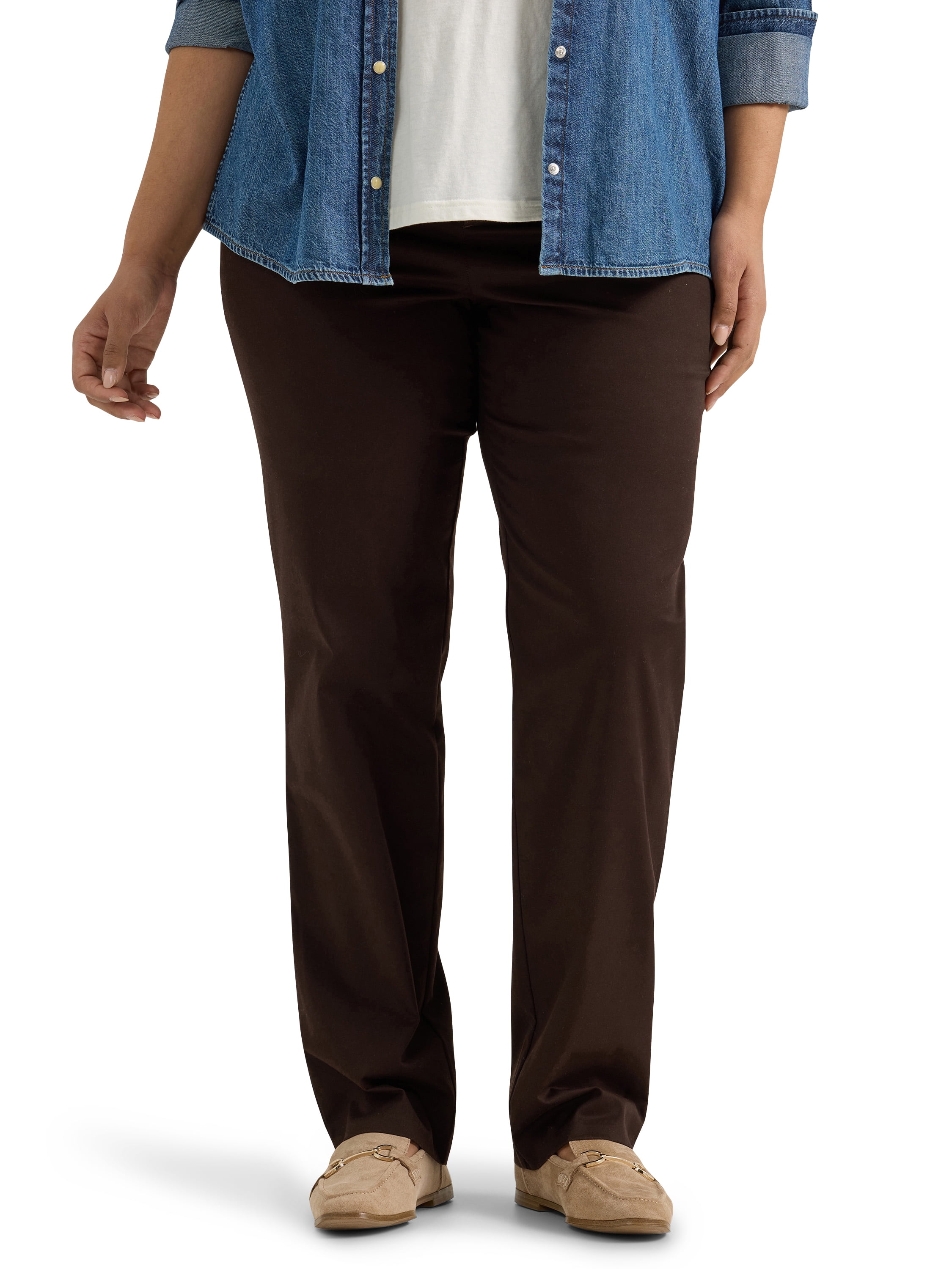 Lee Women's Plus Wrinkle Free Relaxed Fit Straight Leg Pant, Sizes 14-30