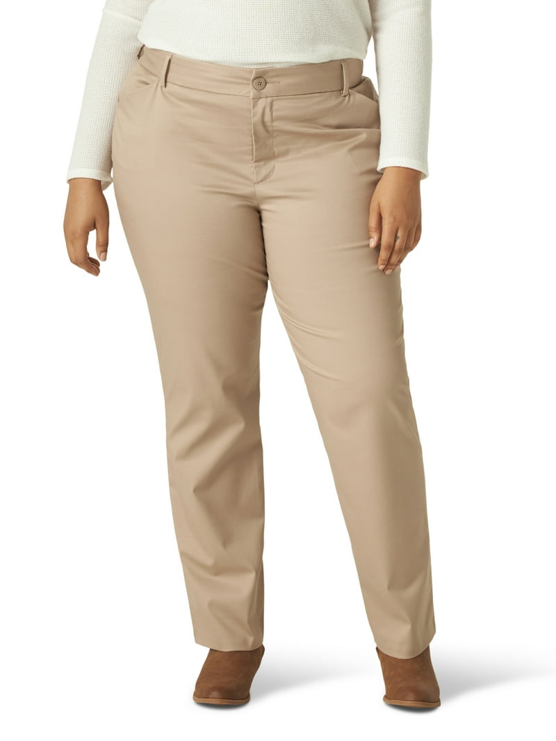 lee curvy fit dress pants Lee Women's Plus Size Wrinkle Free Relaxed Fit Straight Leg Pant