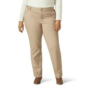 slim fit dress slacks Lee Womens Relaxed Fit Straight Leg Pants Beige 2, Women's main image 1
