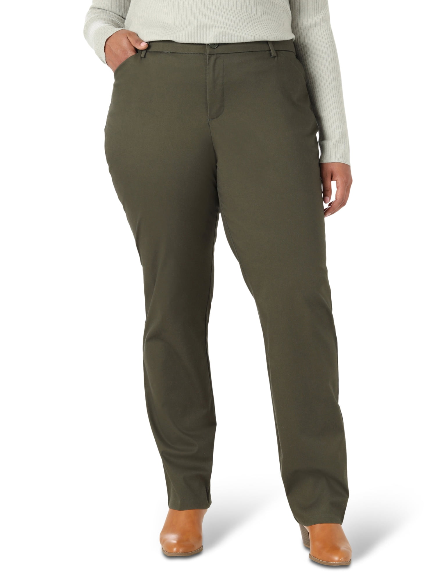 Lee Women's Plus Wrinkle Free Relaxed Fit Straight Leg Pant