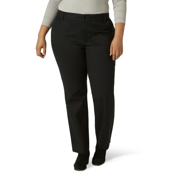 lee women's black dress pants Plus Wrinkle Free Relaxed Fit Straight Leg Pant, Size: 20W, color_burgundy