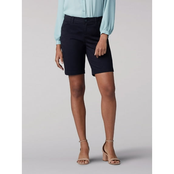 Lee Women's Regular Fit Chino Bermuda 9 Inch - Black, Black, 10
