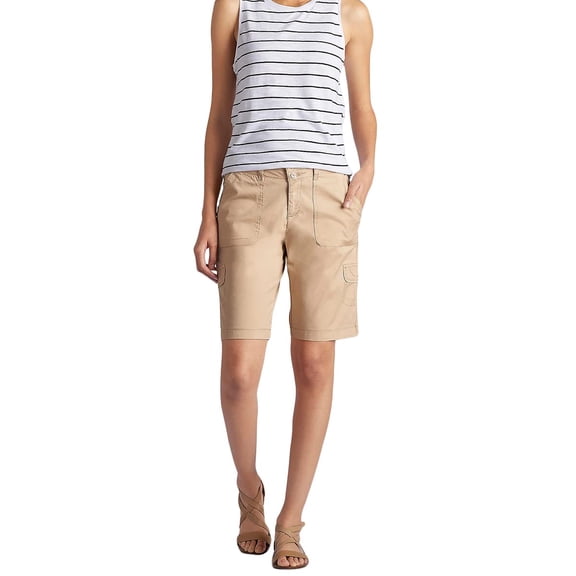 Lee Women's Relaxed Fit Avey Knit Waist Cargo Bermuda Short Café 16