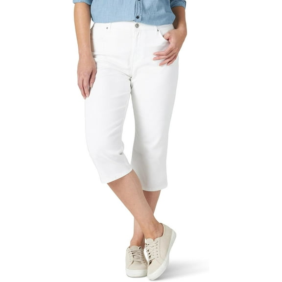 Lee Women's Relaxed Fit Capri Jean, White, 8