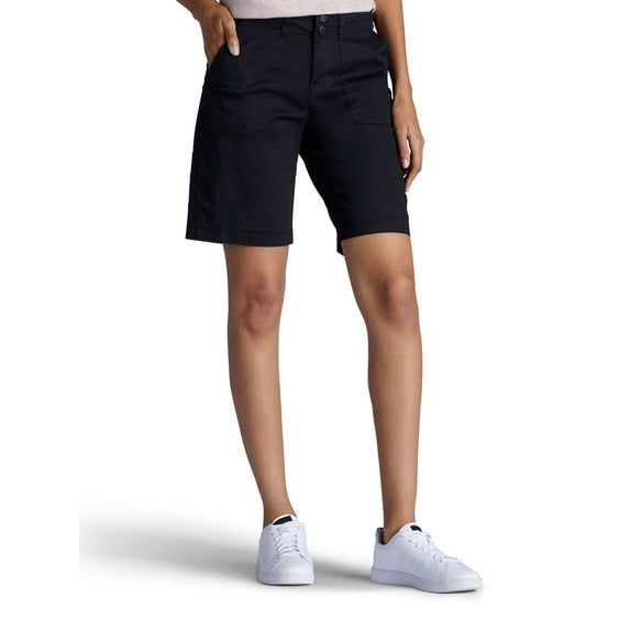 Lee Women's Relaxed Fit Cargo Avey Cargo Bermuda Shorts - Black, Black, 18