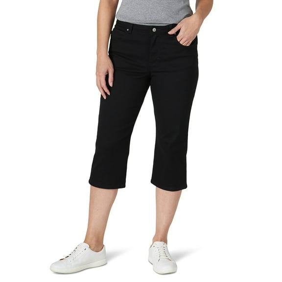 Lee Women's Relaxed Fit Capri Jean Black 14
