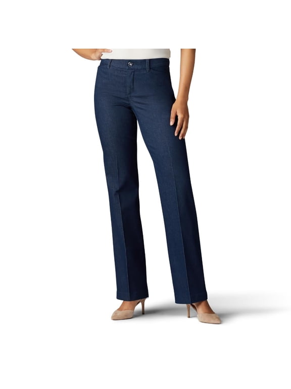 Women's Ultra Lux Comfort with Flex Motion Trouser Pant, Indigo Rinse, 8