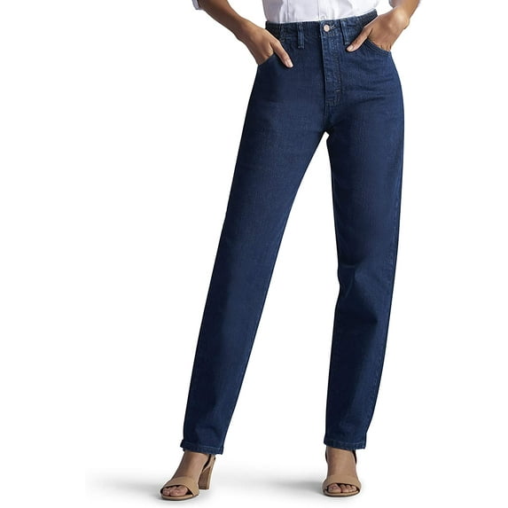 Lee Women's Relaxed-fit Side Elastic Tapered-leg Jean 18 Dark Indigo