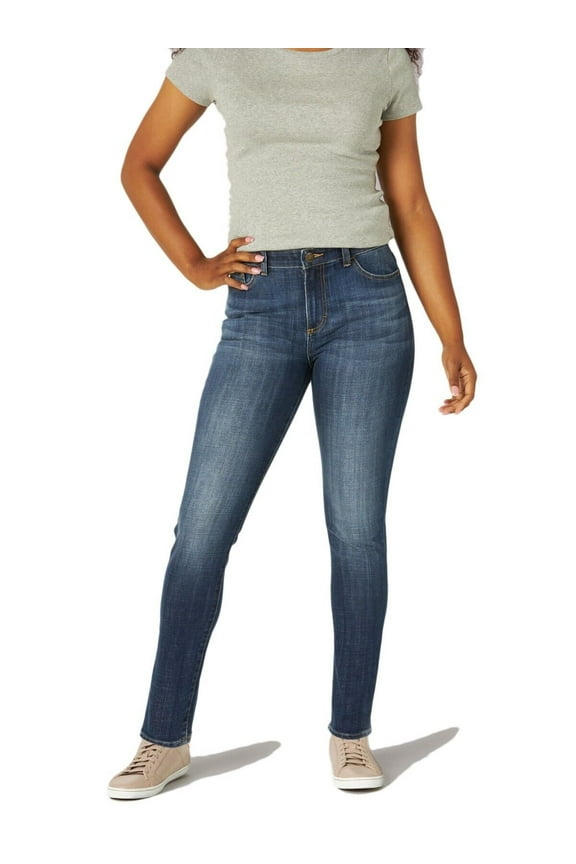 Women's Slim Fit Skinny Leg Midrise Jean Denim Comfort Pants Lagoon Blue New