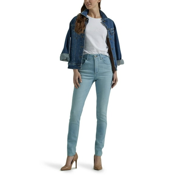 Lee Women's Ultra Lux Comfort High Rise Skinny Jean Denim Blue White Veil New