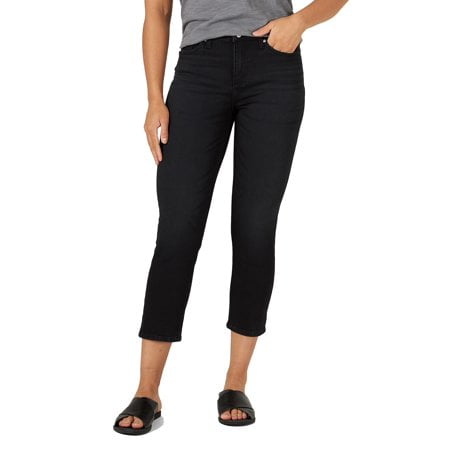 Lee Women's Ultra Lux Mid-Rise Demi Boot Crop Capri Jeans - Regular Fit, Recycled Blend, 25" Inseam
