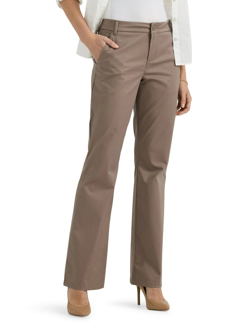 【COLOR iN ID】Back button pin tuck bootcut slacks Women's High Rise Bi Stretch Pintuck Boot Cut Pants | Lands' End