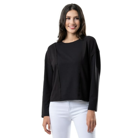 Lee Women's and Plus Crew Neck Cropped Waffle Knit Pullover Top, S-4X