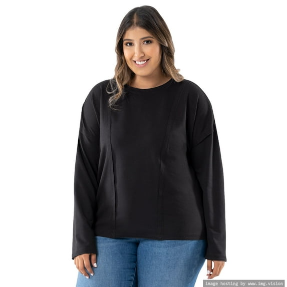Lee Women's and Plus Crew Neck Cropped Waffle Knit Pullover Top, S-4X
