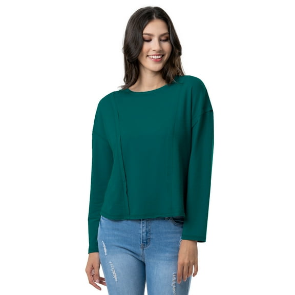 Lee Women's and Plus Crew Neck Cropped Waffle Knit Pullover Top, S-4X