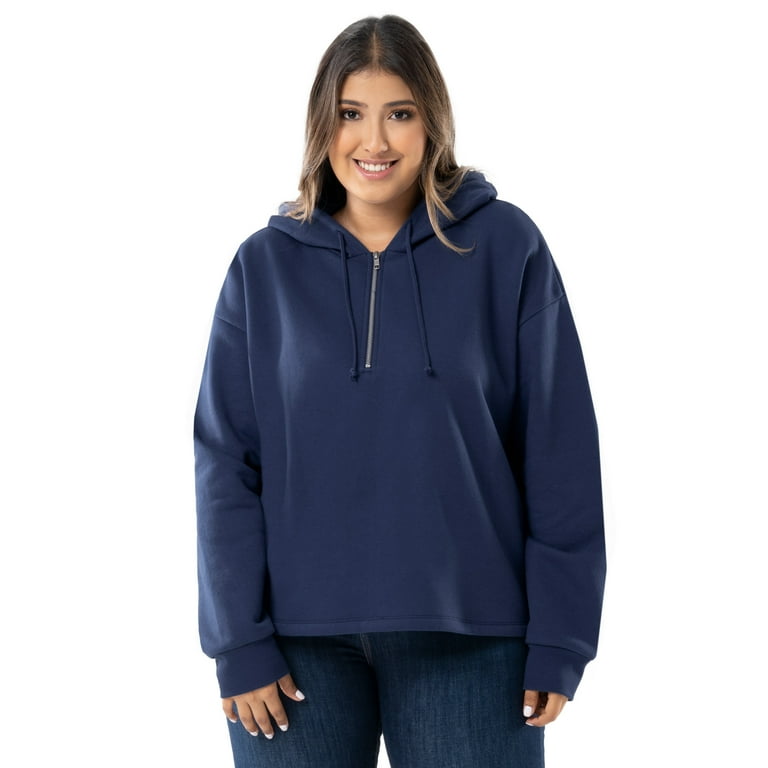 Quarter zip fleece hoodie sale