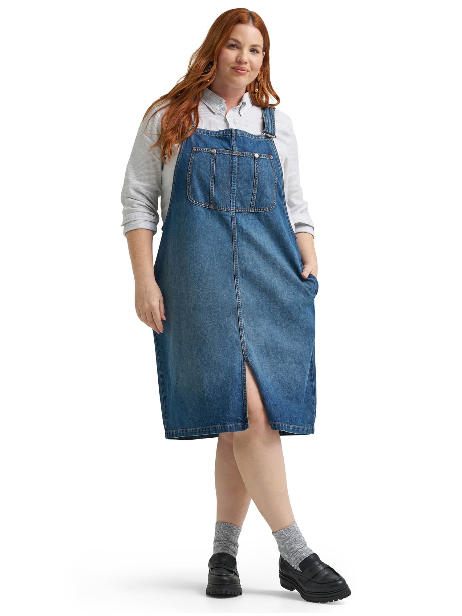 Lee® Women's Plus Loose Fit Midi Overall Dress