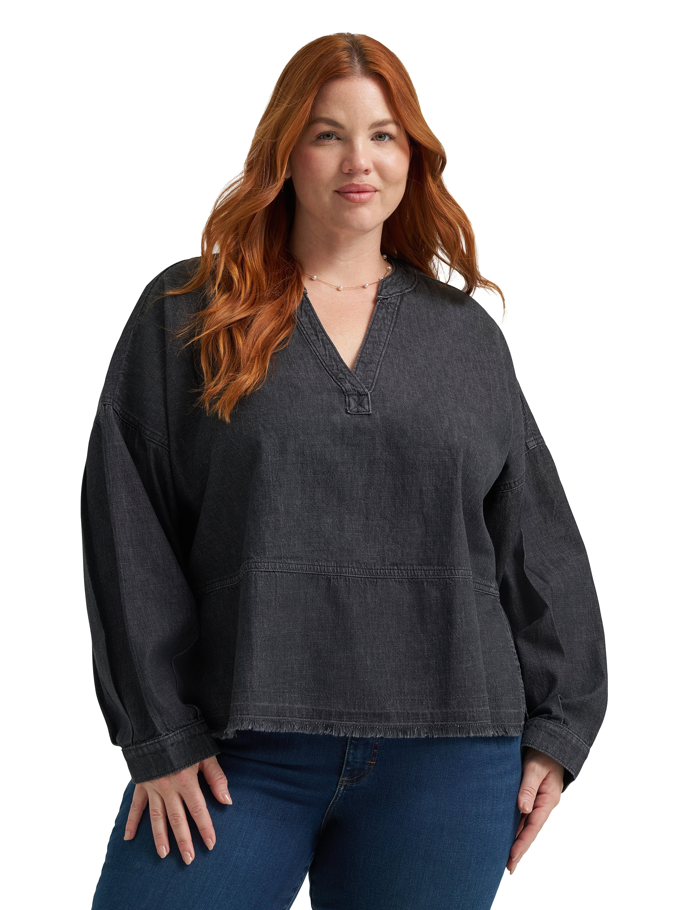 Lee® Women's Plus Long Sleeve Boxy Popover Top