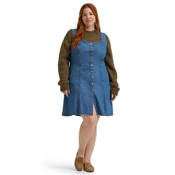 Lee® Women's and Plus Seamed Button Front Dress